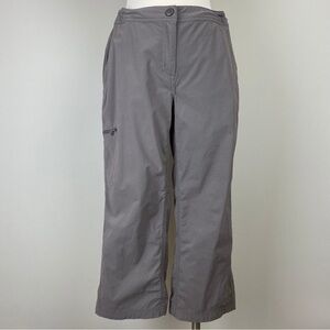 LL Bean Womens Water Repellent Comfort Trail Pants 6R Nylon Mid Rise Cropped Ash
